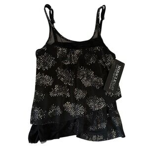 Miraclesuit Womens Size 10 Black Gold Mirage Tankini Top NWT